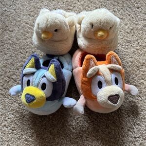 Bluey and Duck Kids Plush Slippers Bundle